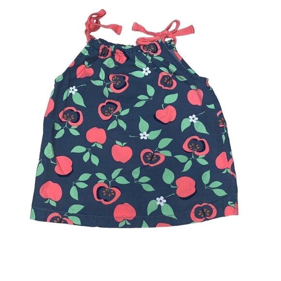 Hanna Andersson Girl's Tie-Shoulder Top Size 90 / US Size 3 Apple Print A-Line - Picture 1 of 6